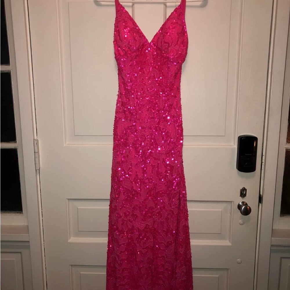 Size 0 prom dress. Beautiful pink sparkle. Worn one day. Perfect for spring prom